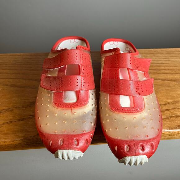 Y2K Vintage Red Jelly Clogs Transparent Strap Slip Ons Retro 90s Size 7 - Picture 6 of 7